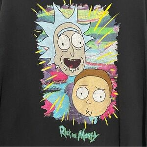 Rick and Morty Tee – Color Burst Graphic, Fits Like XL, Preowned & Cartoon Chaos
